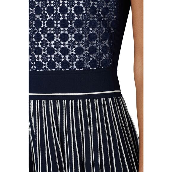 Tory Burch Navy Blue Sleeveless Pleated Knit Crewneck Midi Sweater Dress Size XS - Picture 7 of 13
